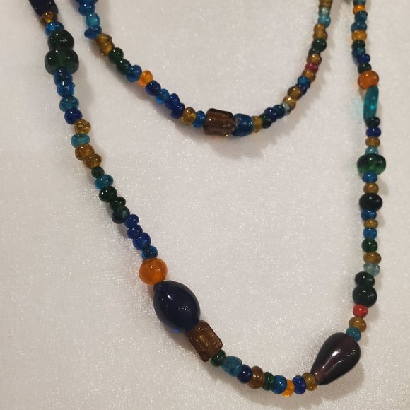Long Beaded Necklace Wrap Around Boho Lagenlook MCM Style Beachy Resort Mixed - Picture 4 of 6